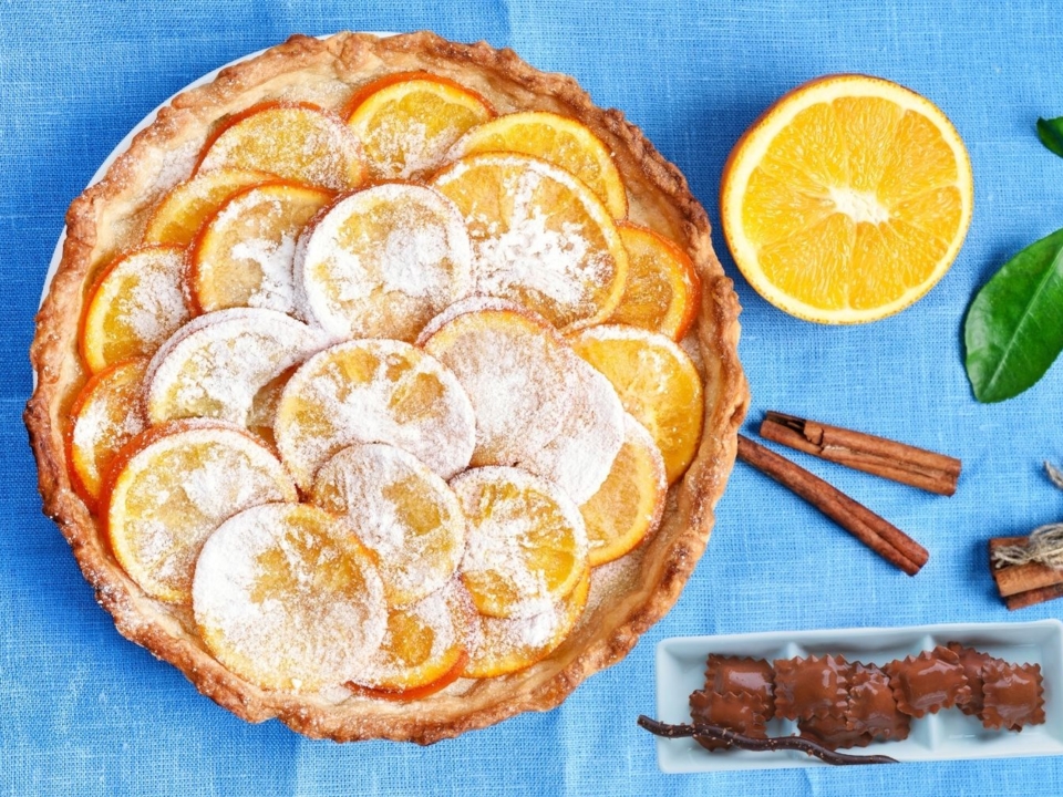 Tarte orange ravioles chocolat